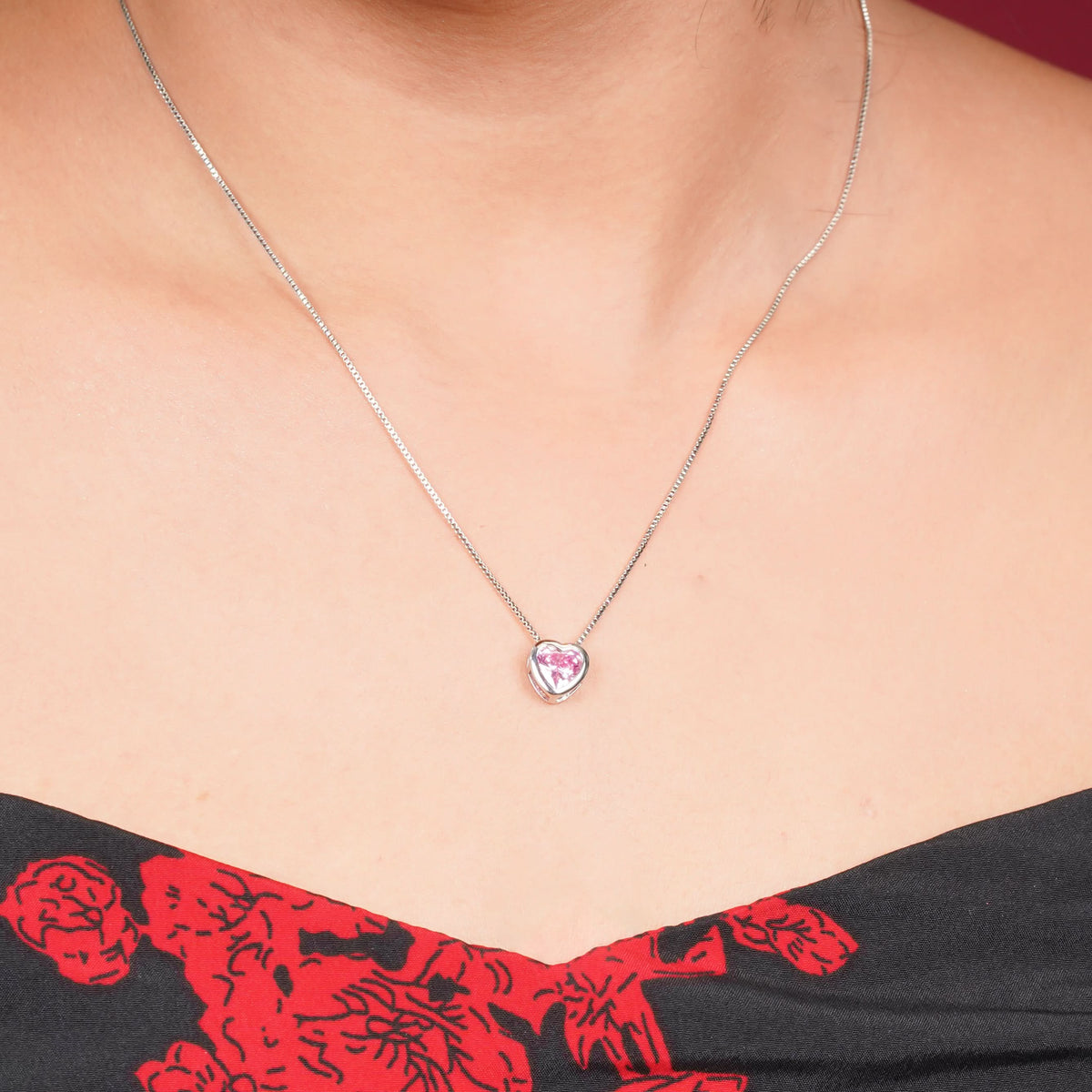 Blush Heart Zircon Necklace