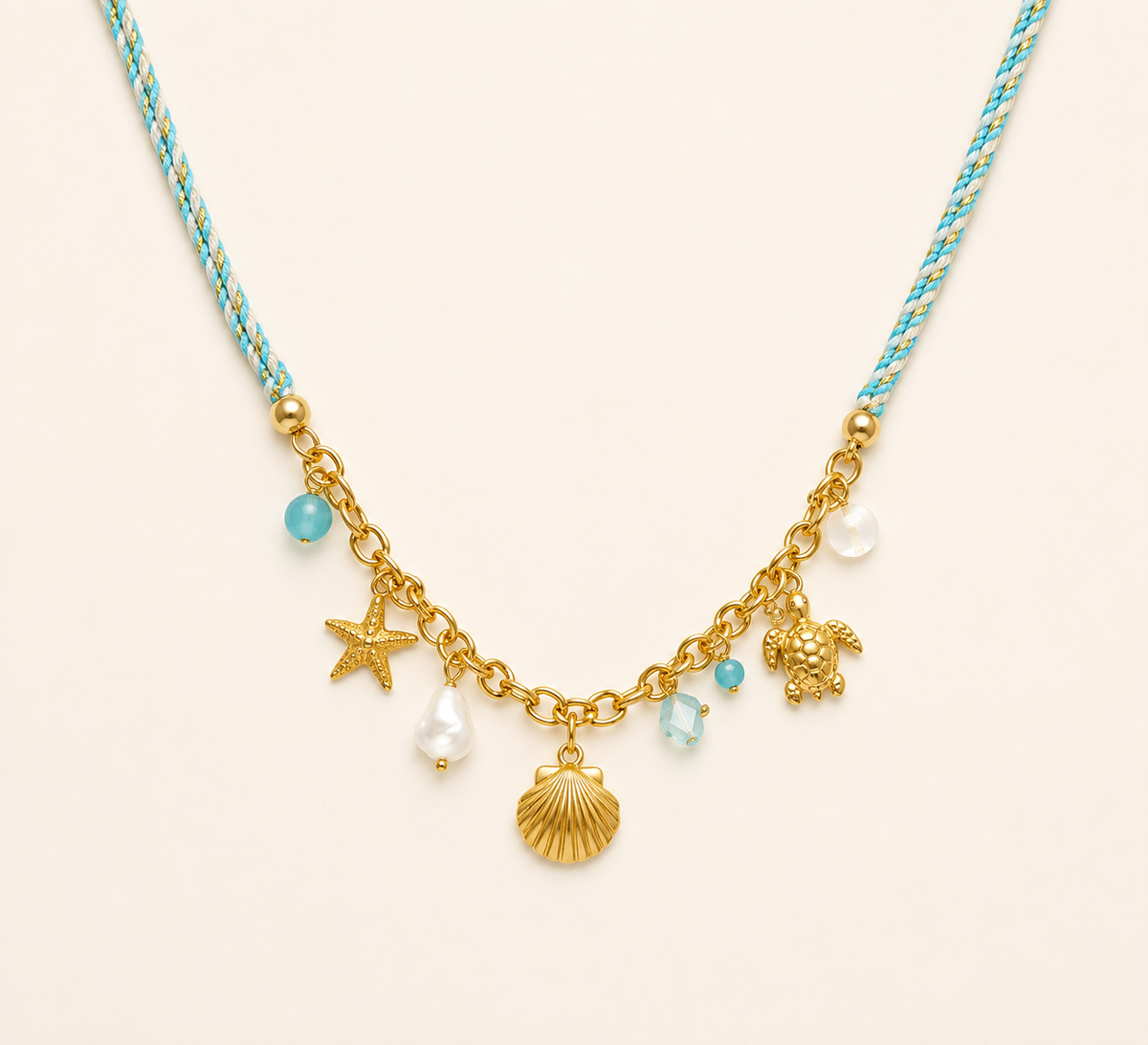 Bohemian Ocean Charm Necklace - gold plated ocean charm necklace for women