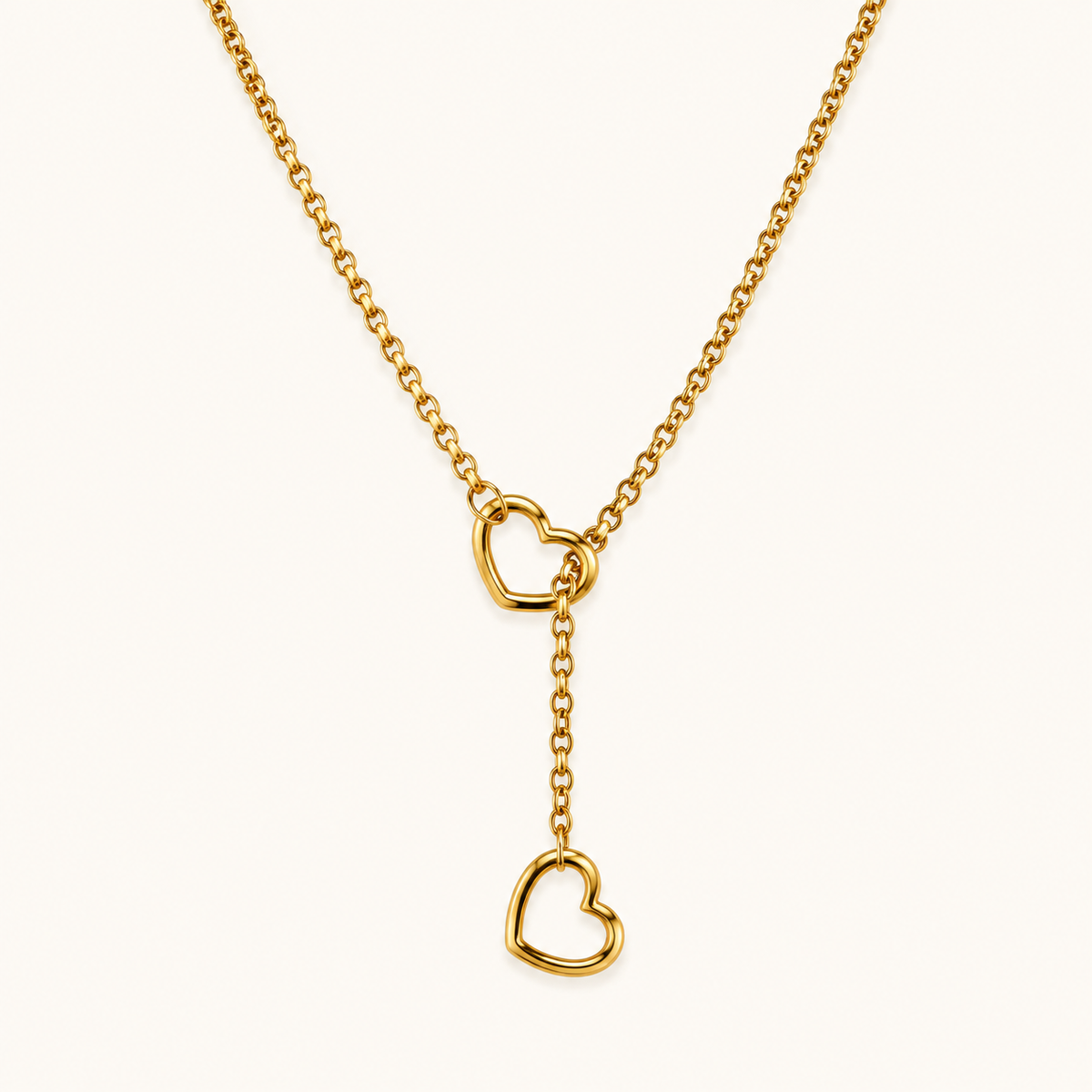 Bold Heart Link Necklace - gold plated heart link chain necklace for women