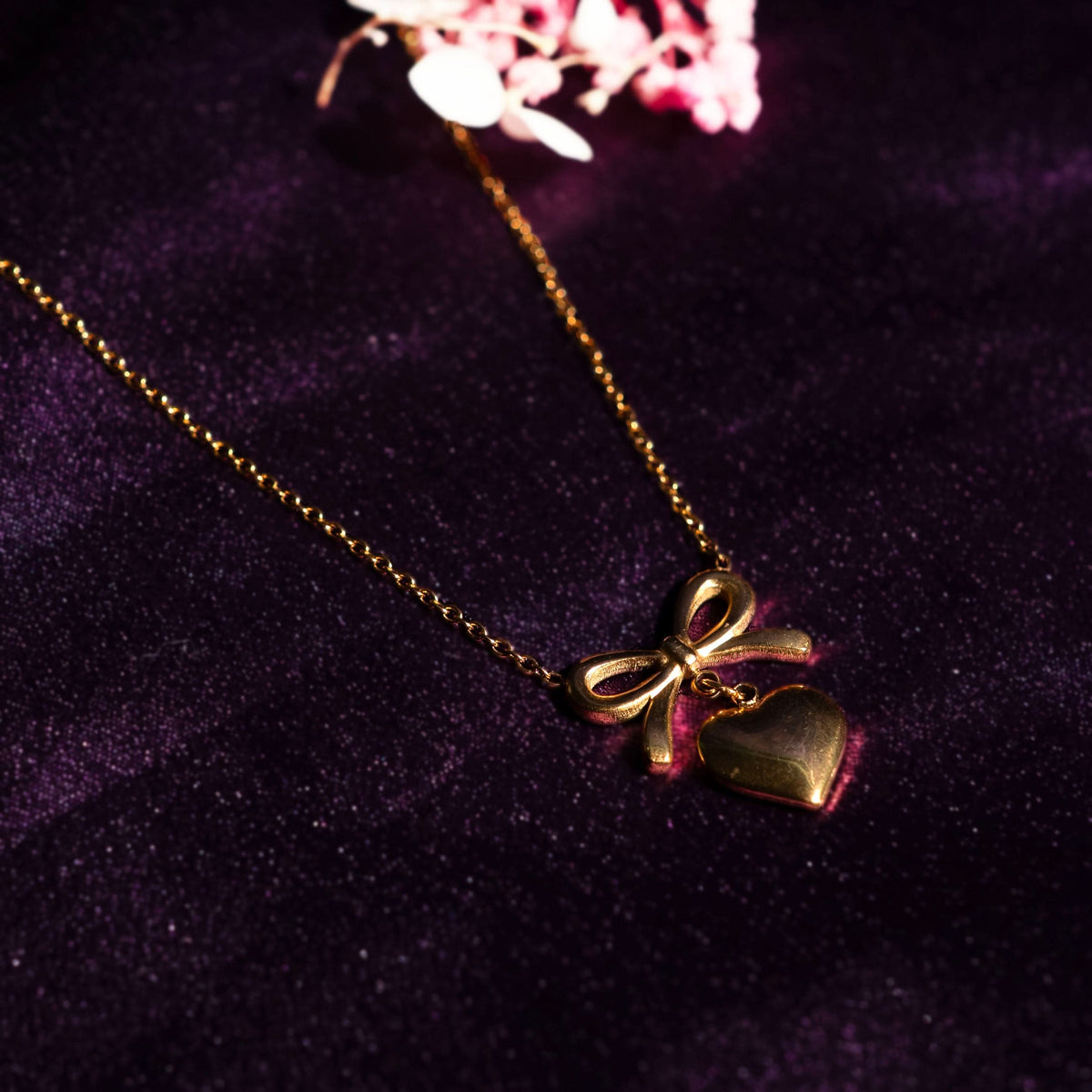 Bow Knot Heart Pendant Necklace