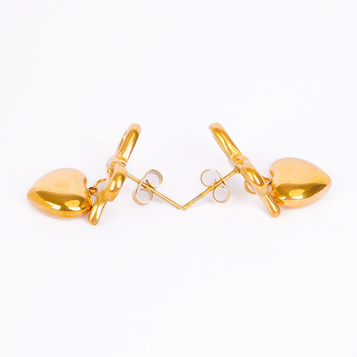 Platinum Plated Bow Silver-Tone Heart Drop Earrings for Women