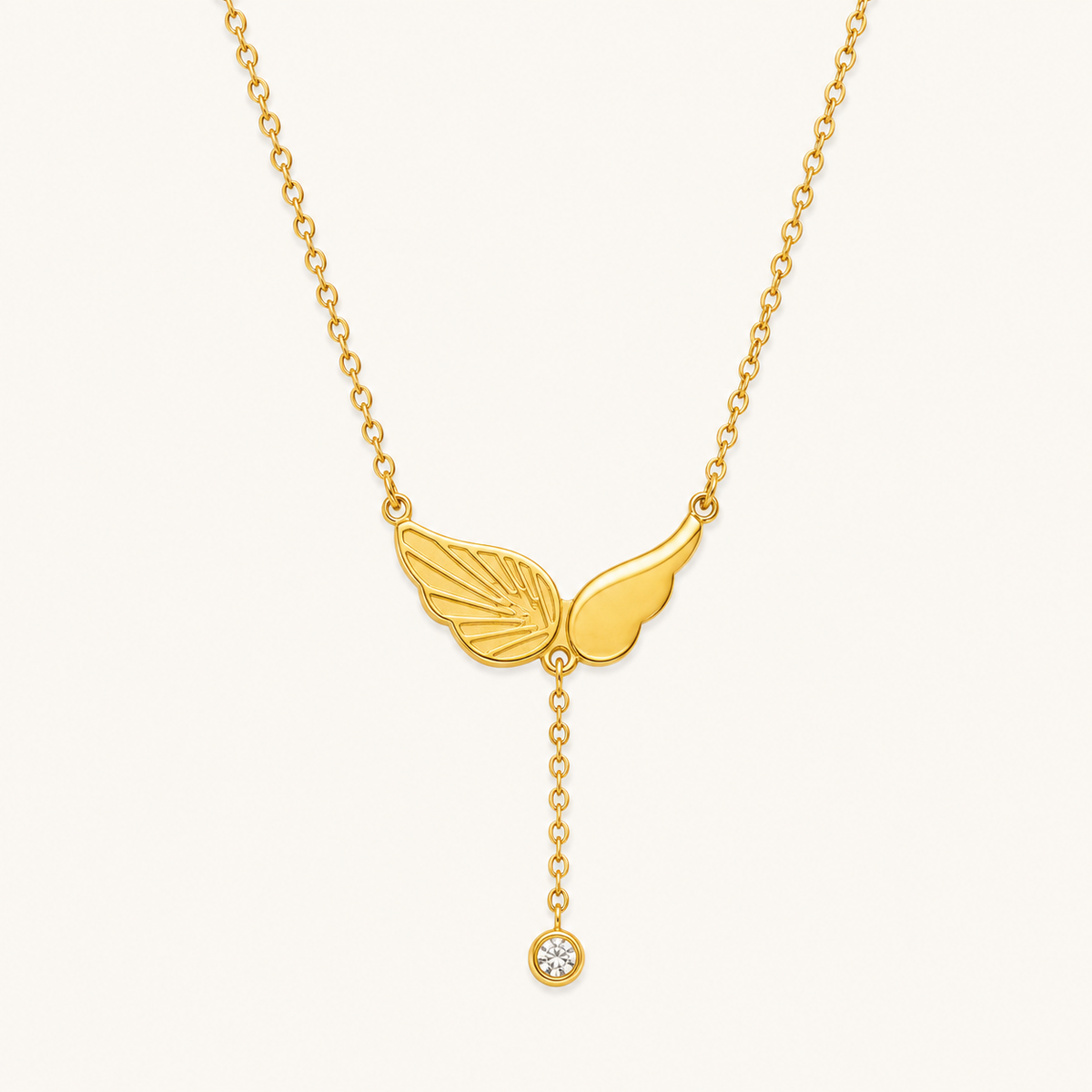 Butterfly Crystal Drop Y-Necklace - gold plated butterfly pendant necklace with crystal drop for women