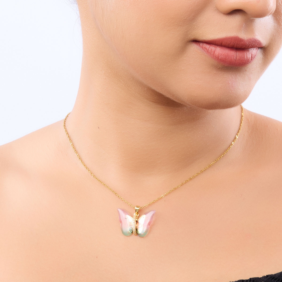 Butterfly Sparkle Crystal Pendant Necklace