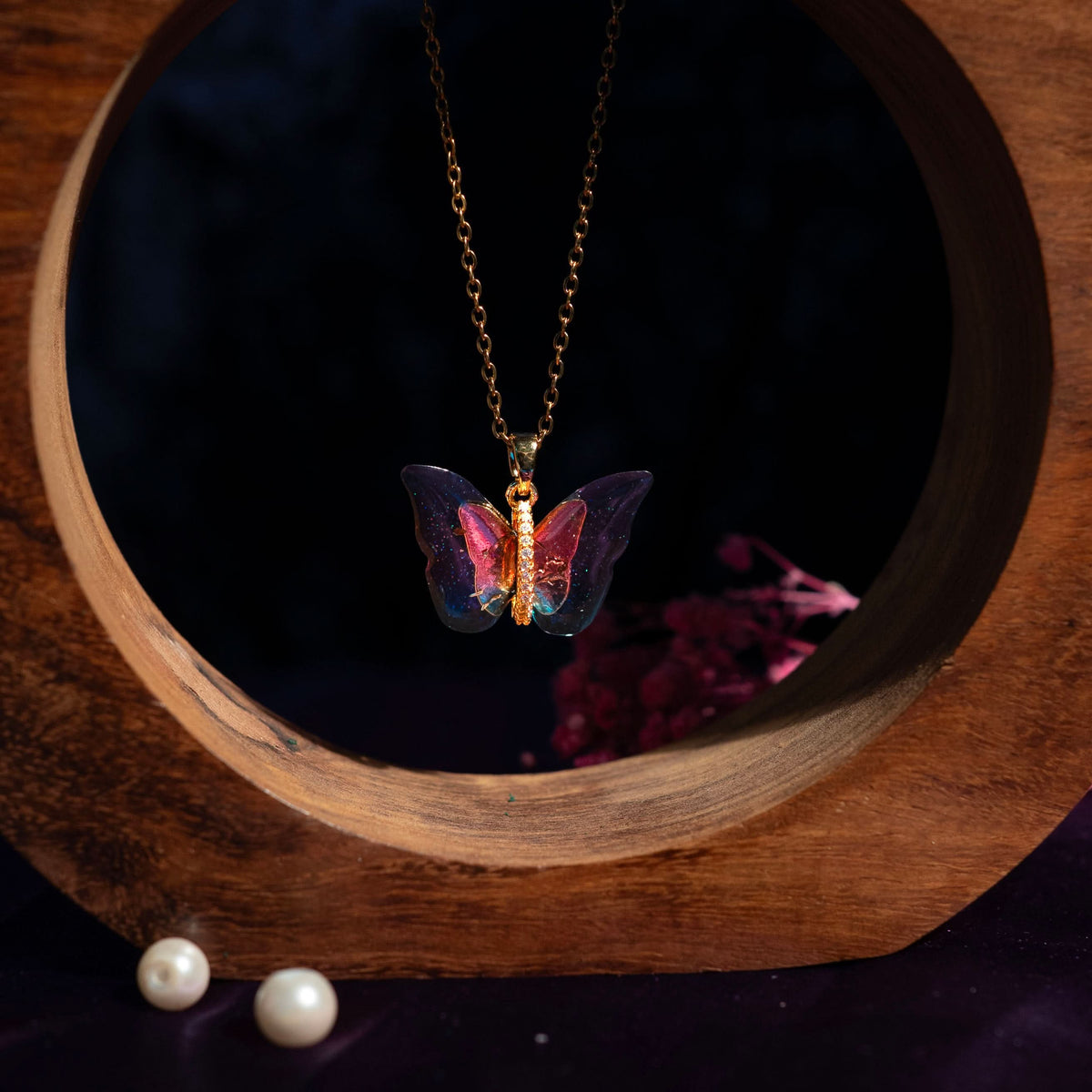 18K Gold Plated Dark Green Butterfly Resin for Women | Anti Tarnish