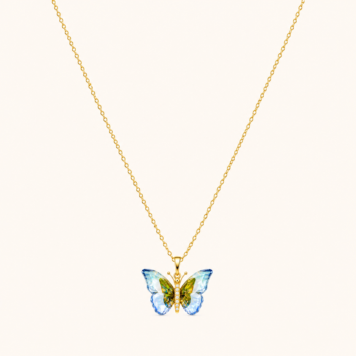 Butterfly Sparkle Crystal Pendant Necklace - gold plated sparkle crystal butterfly necklace for women