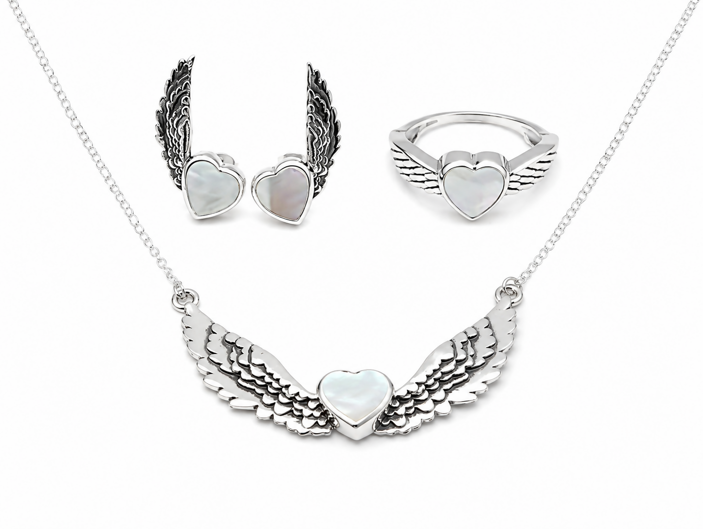 Celestial Wings Rainbow Moonstone 925 Sterling Silver Jewellery Set