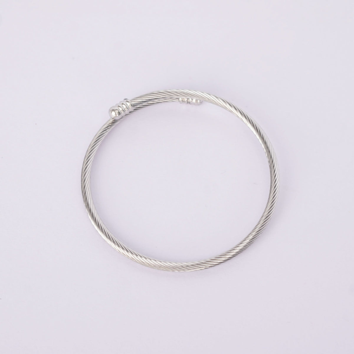 Cable Twist Open Cuff Bangle - silver plated twisted cable cuff bangle for women