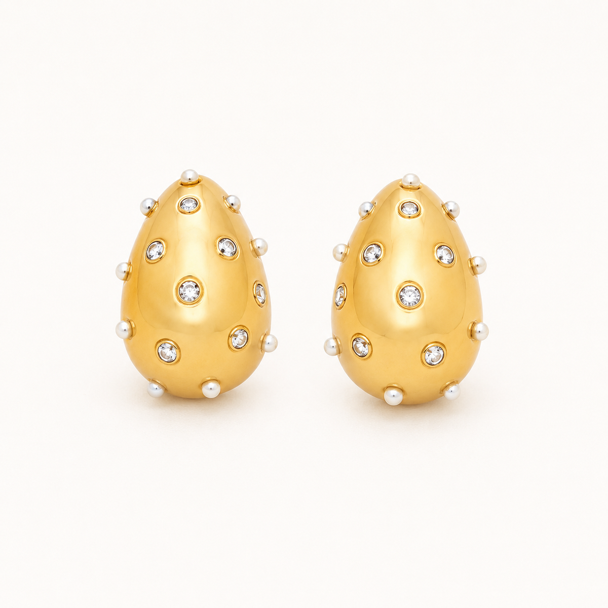 Celeste Crystal Seed Pearl Teardrop Drop Earrings - gold plated crystal seed pearl teardrop earrings for women