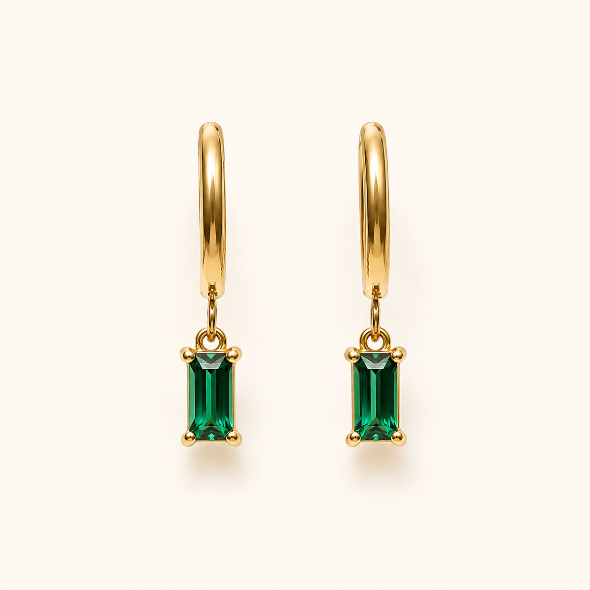 Celeste Geometric Green Stone Stud Earrings - gold plated geometric green stone stud earrings for women
