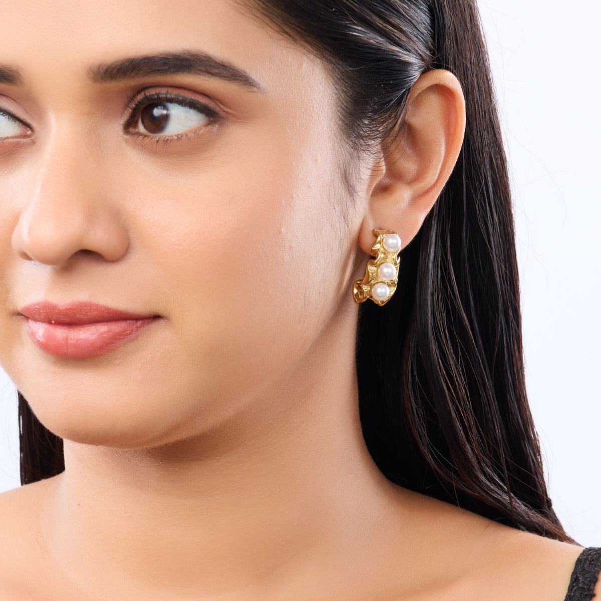 Celeste Pearl J-Hoop Earrings