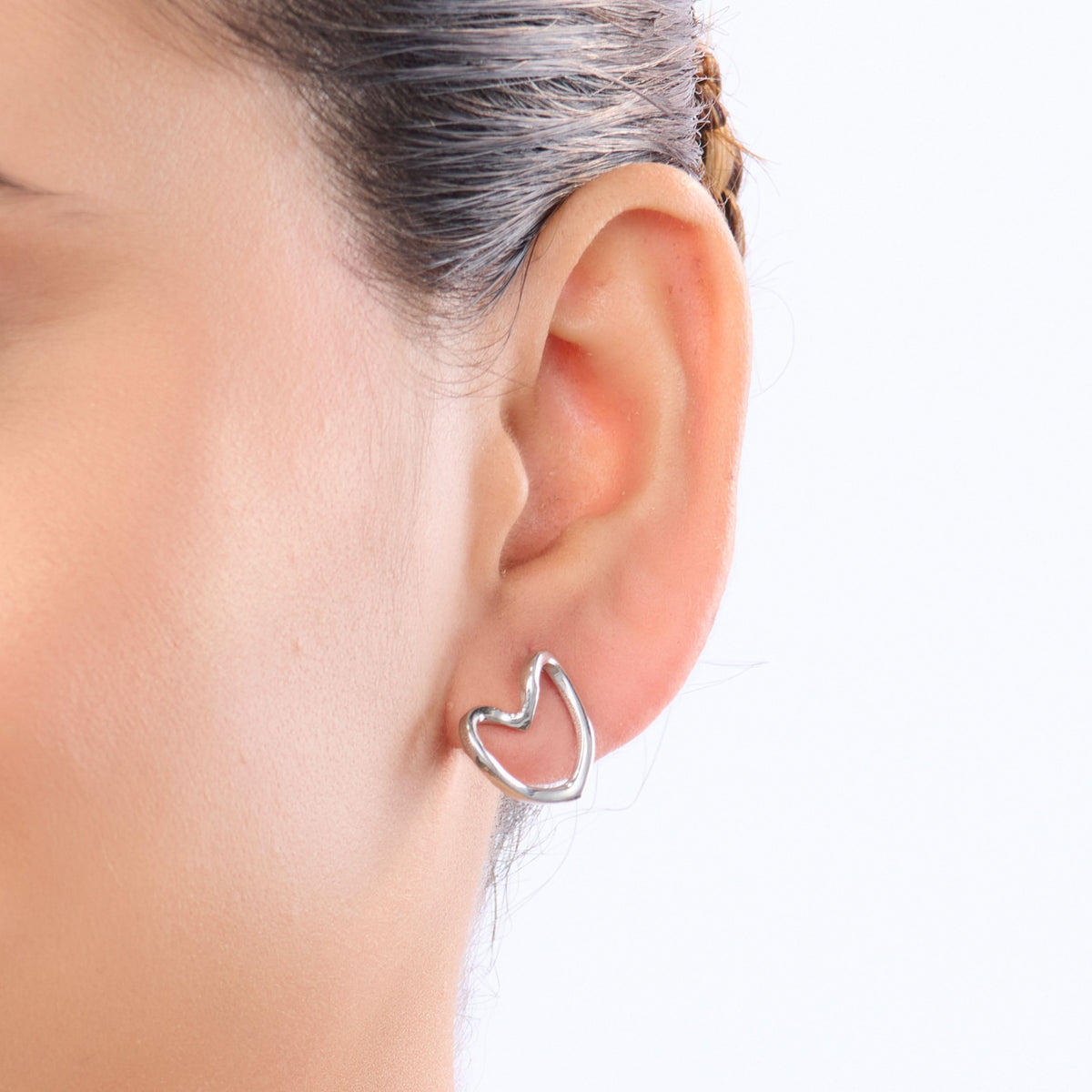 Celeste Rose Heart Silhouette Stud Earrings
