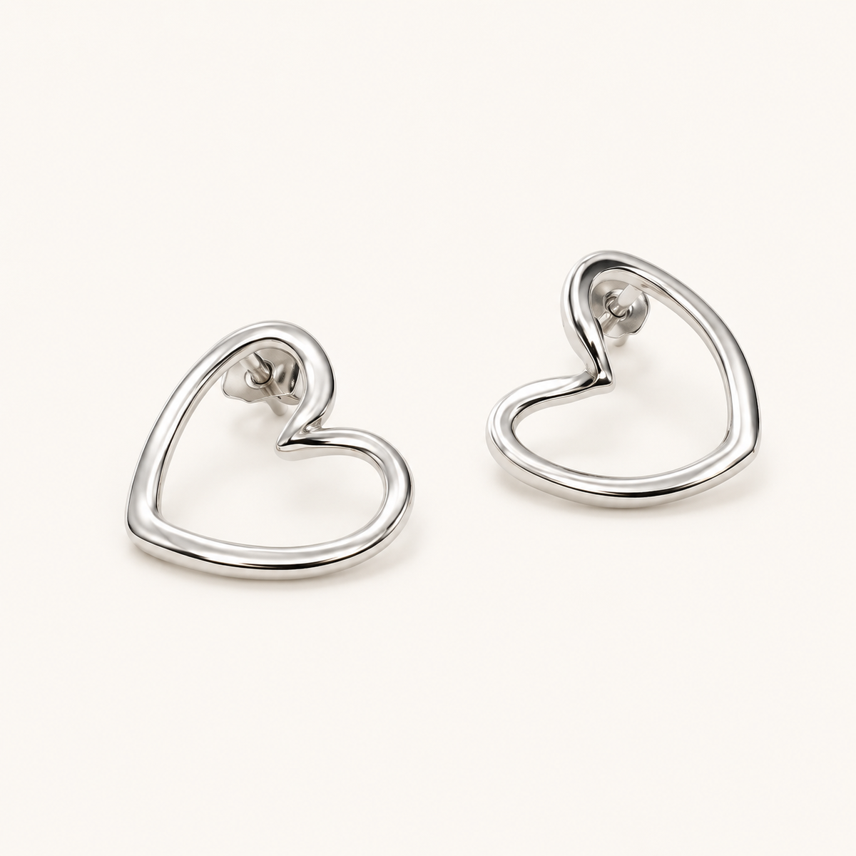 Celeste Rose Heart Silhouette Stud Earrings - rose gold heart silhouette stud earrings for women - view 2