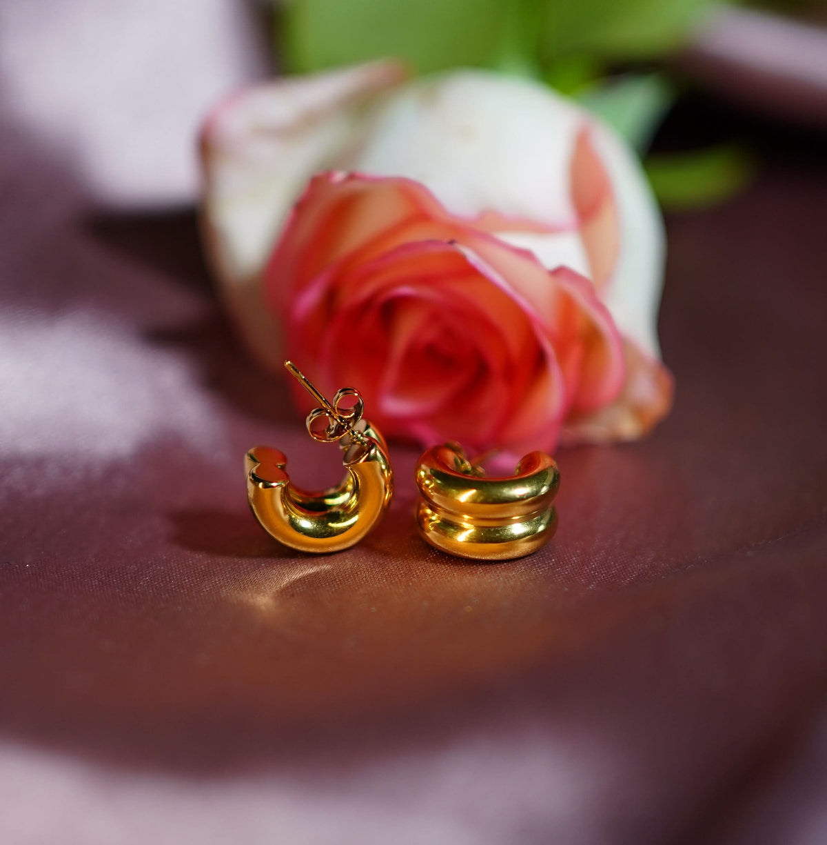 18K Gold Plated Flora Elegant Stud Earrings for Women | Anti Tarnish