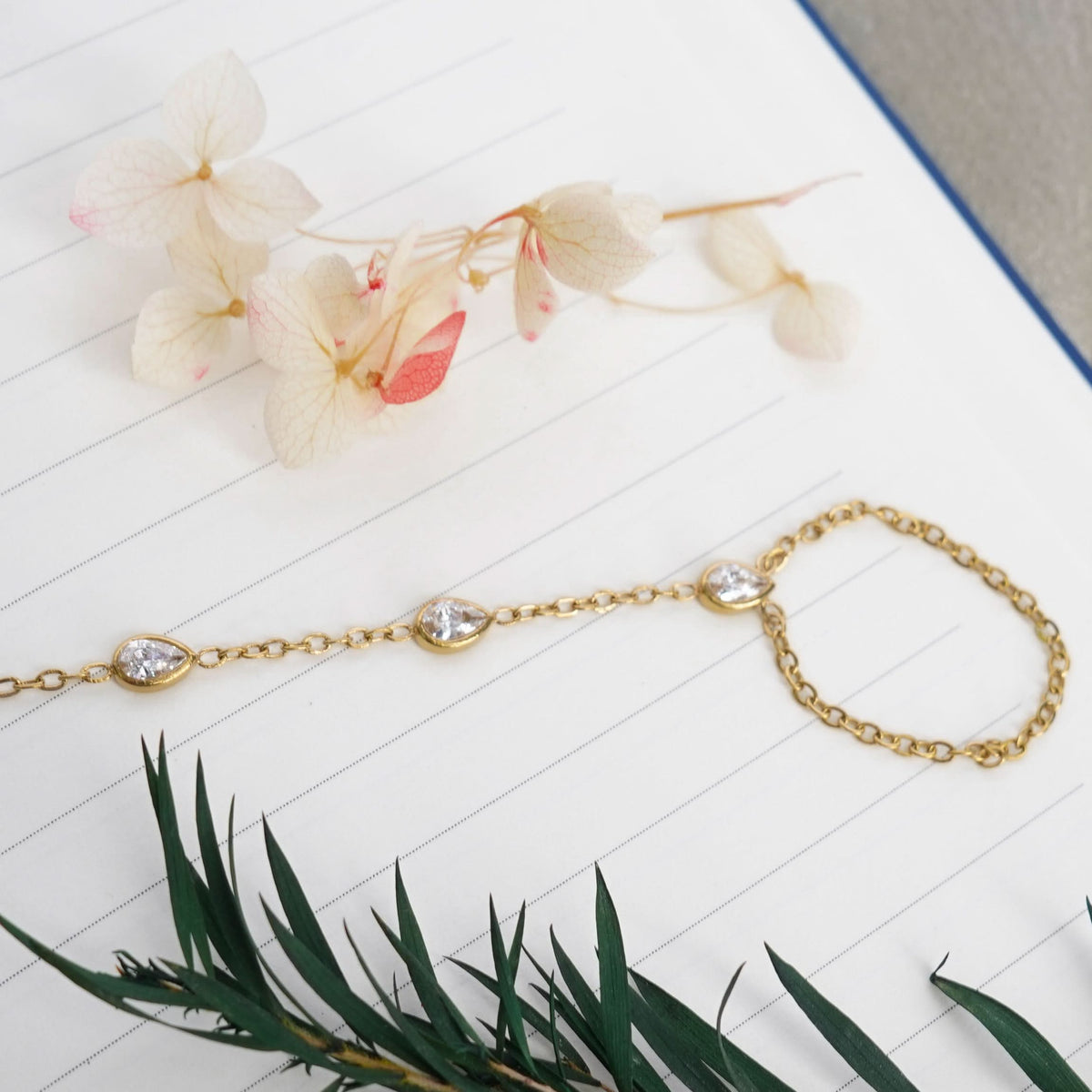 Celestia Crystal Handchain Finger Bracelet