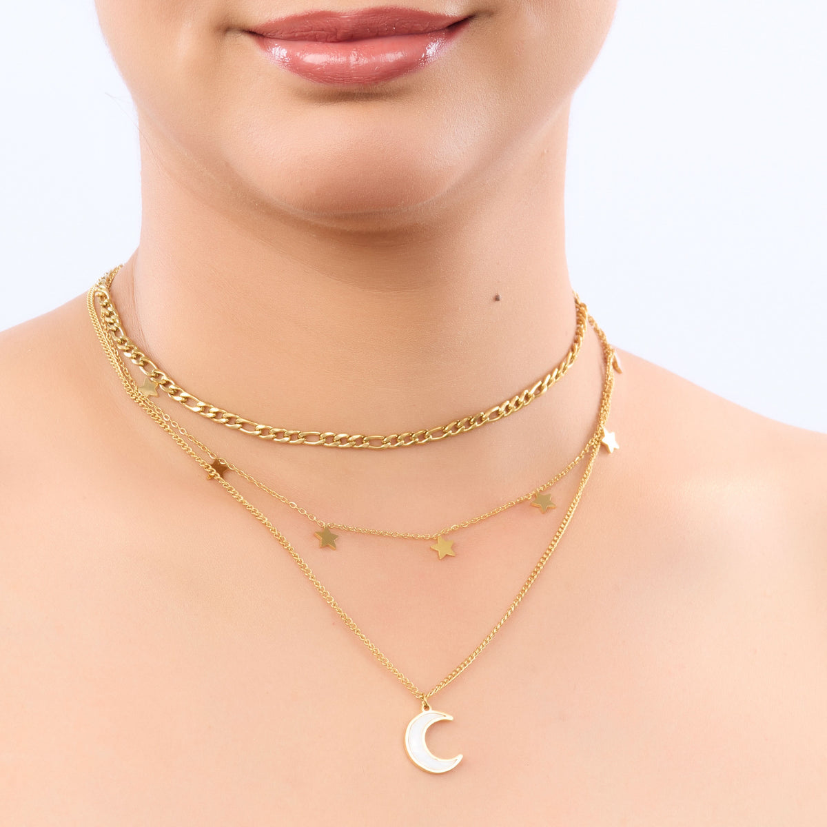 Celestial Cloud Star Moon Layered Necklace