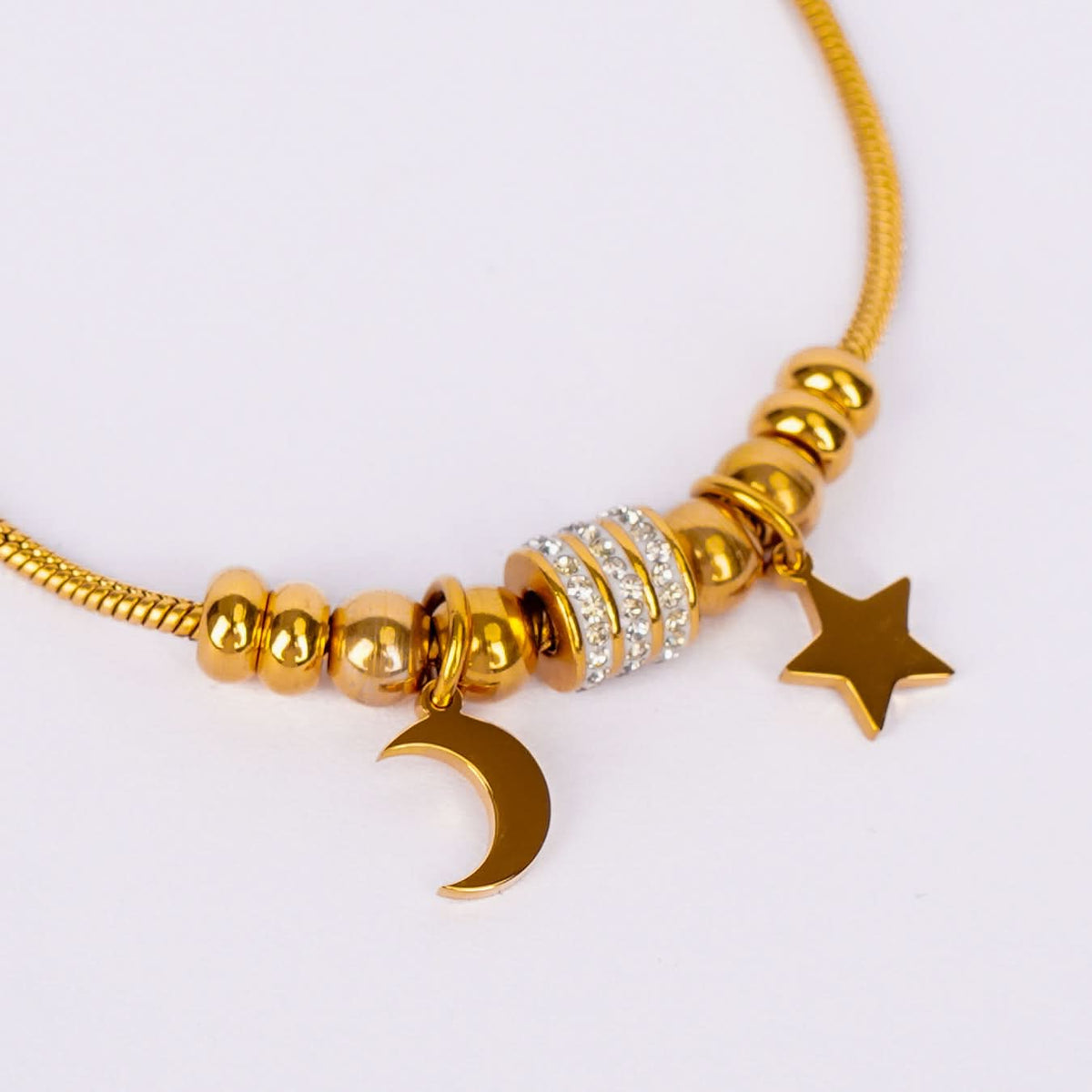 Celestial Moonlight Snake Chain Star Bracelet