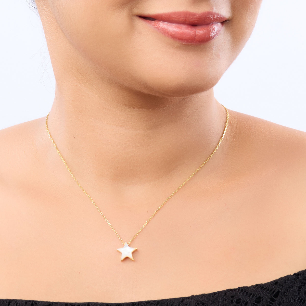 Celestial Star Moon Floral Charm Necklace
