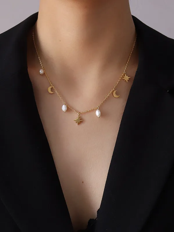 18k gold-plated pearl choker necklace �? chic charm pearl choker, anti-tarnish and waterproof for everyday and evening wear.
