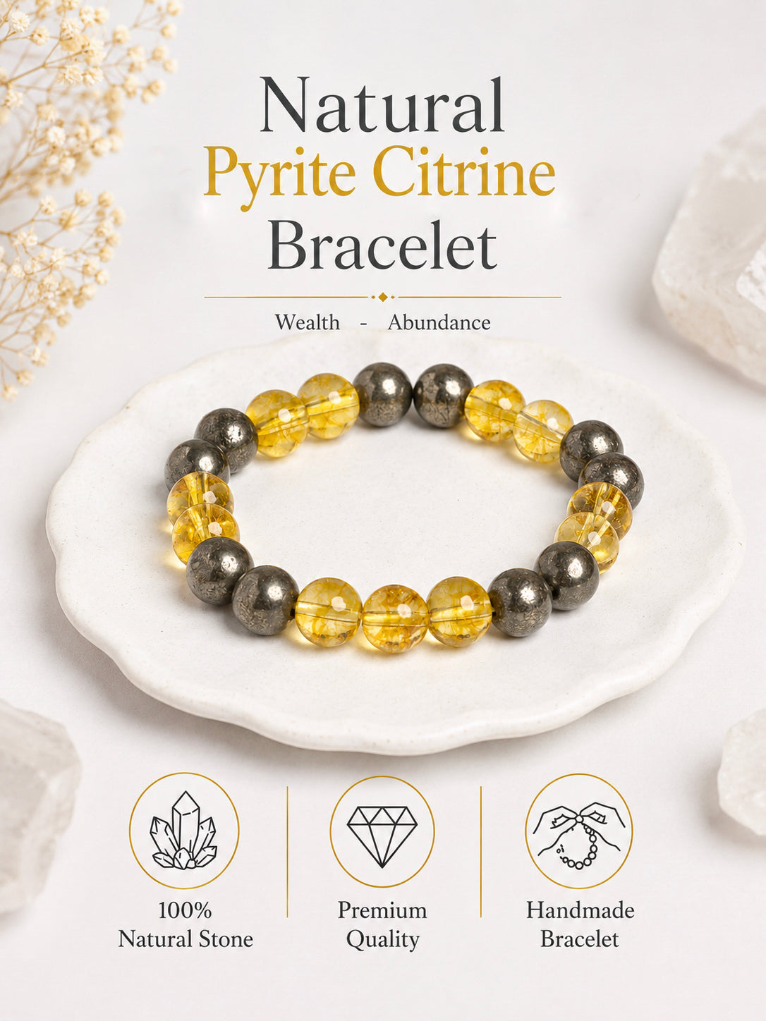 Natural Pyrite Citrine Bracelet