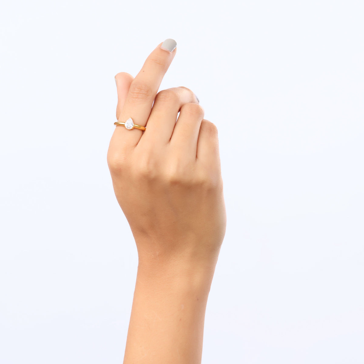 Classic Pear-Cut Teardrop CZ Solitaire Ring