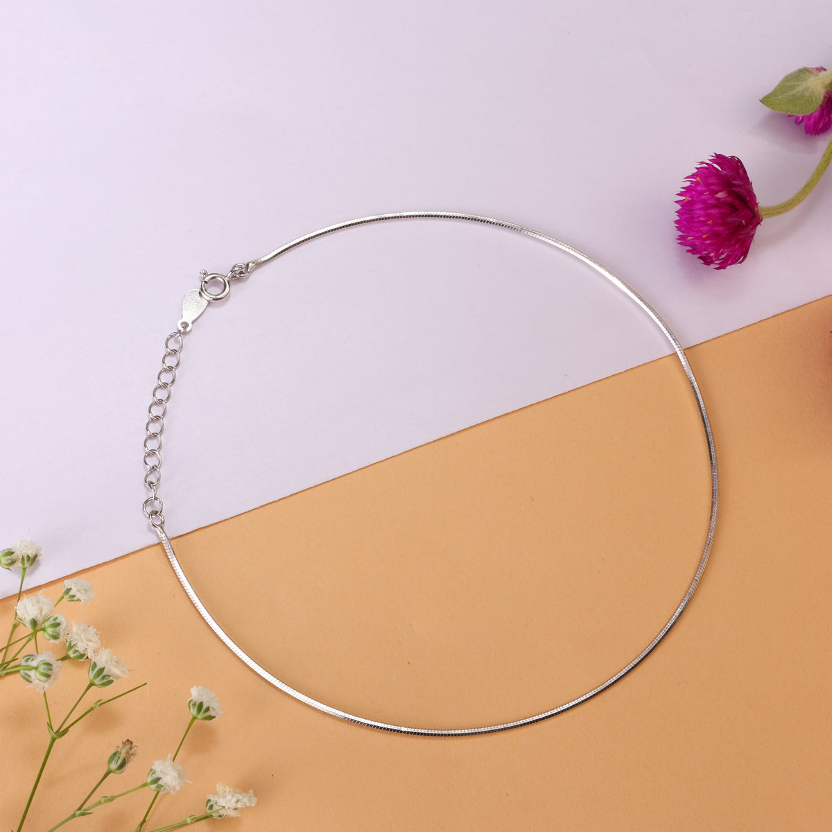 classic round snake sterling silver anklet