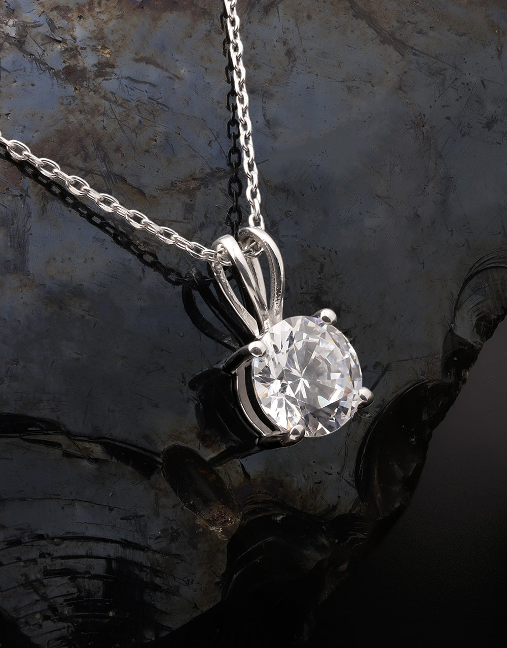 Classic Solitaire CZ Pendant in 925 Sterling Silver