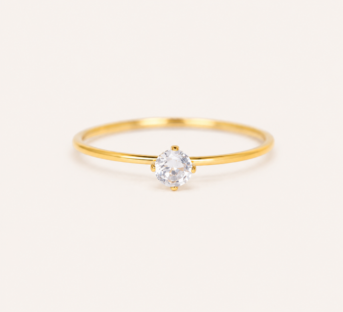 18K Gold Plated Classic Solitaire Gold Ring for Women | Anti Tarnish