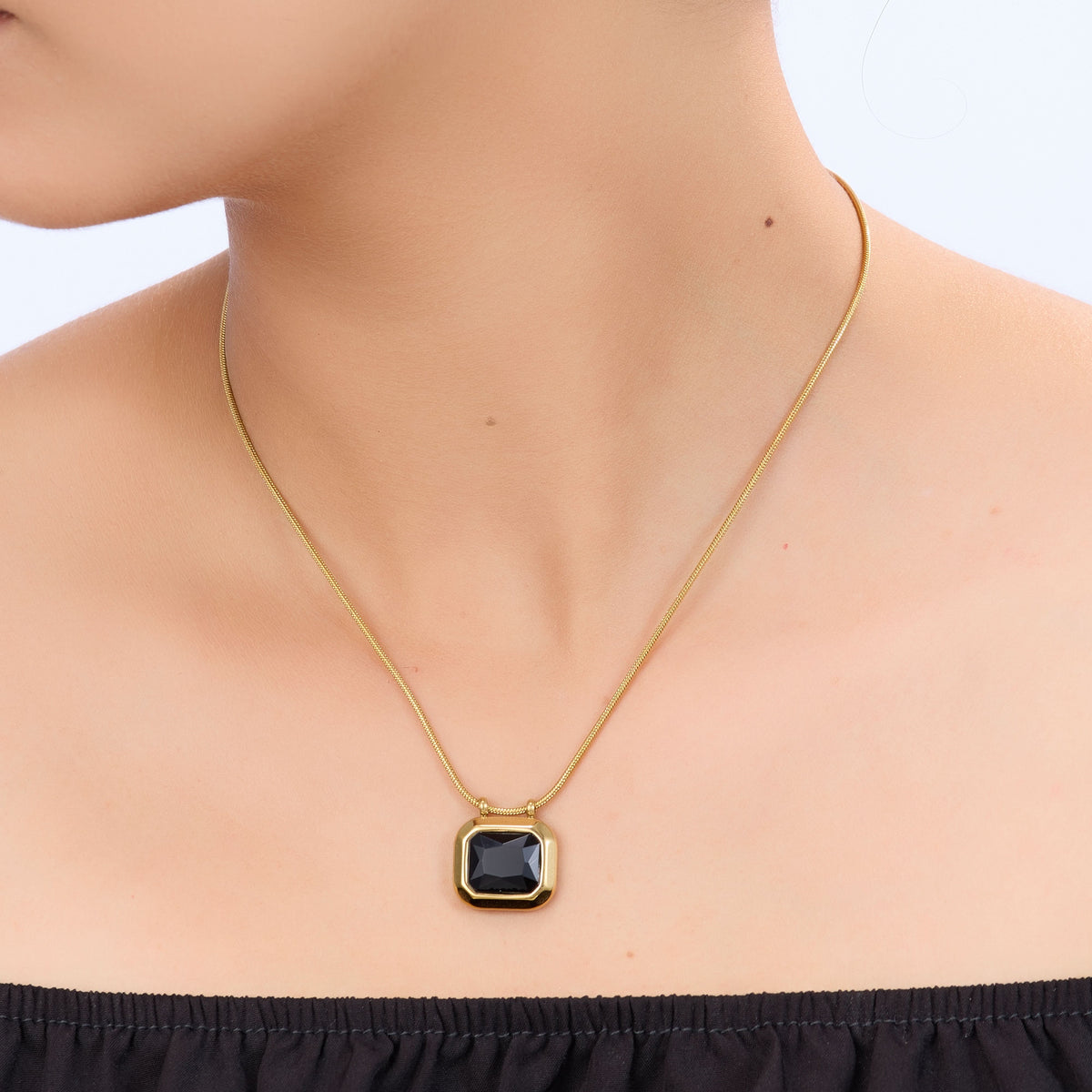 18K Gold Plated Classic Green Stone Drop Necklace for Women | Anti Tarnish