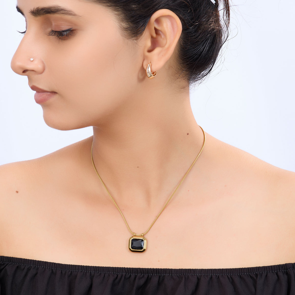 18K Gold Plated Classic Green Stone Drop Necklace for Women | Anti Tarnish