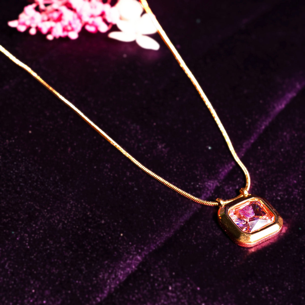 18K Gold Plated Classic Green Stone Drop Necklace for Women | Anti Tarnish