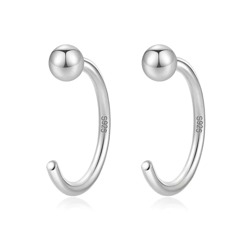 925 sterling silver ball hoop earrings in silver finish �? poke-free hypoallergenic hoops, sleep-safe for kids and sensitive ears.