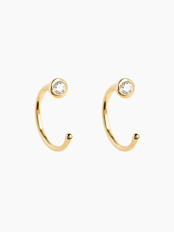 Sterling silver stone hoop earrings �? poke-free hypoallergenic hoops, anti-tarnish and waterproof. Sleep-safe for kids and gentle for sensitive ears.