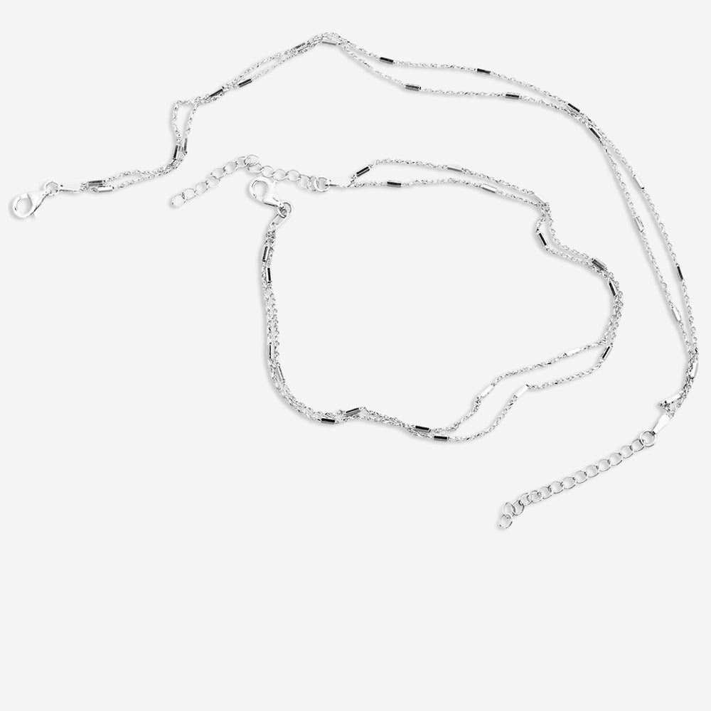 Starlit Silver Layered Anklet