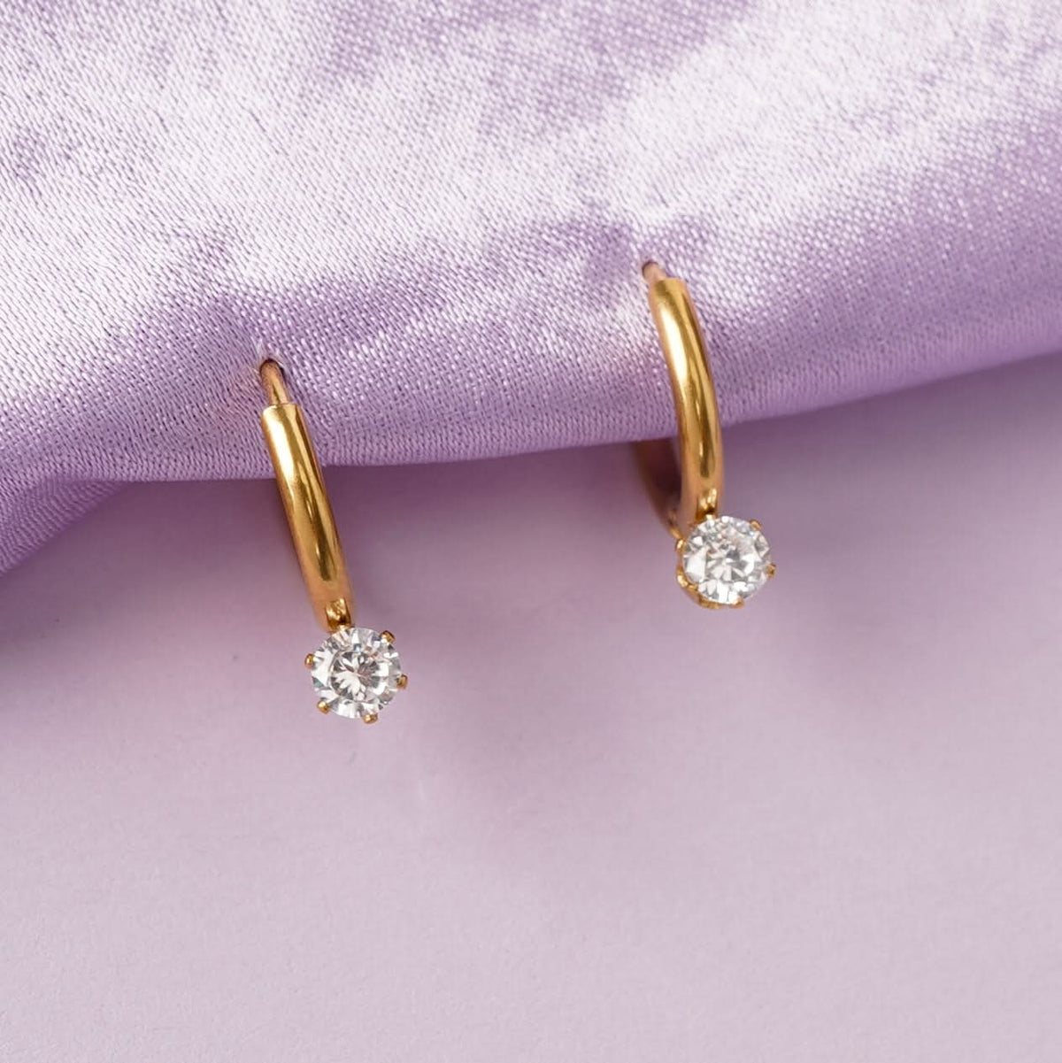 Crystal Solitaire Hoop Earrings