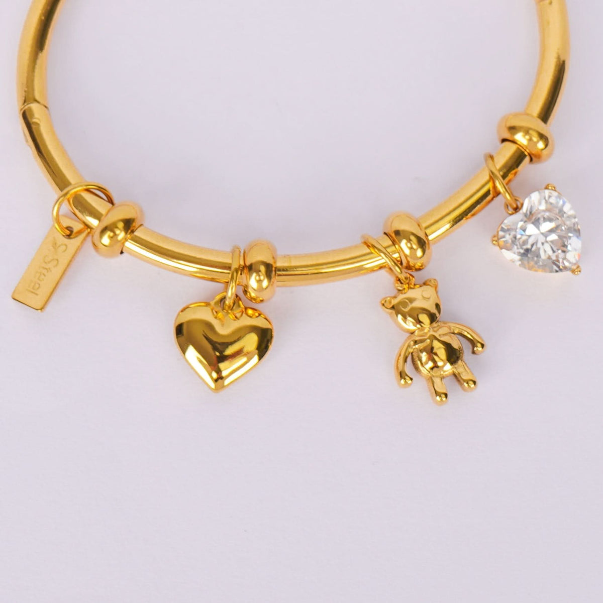 Cute Teddy & Heart Charm Bracelet