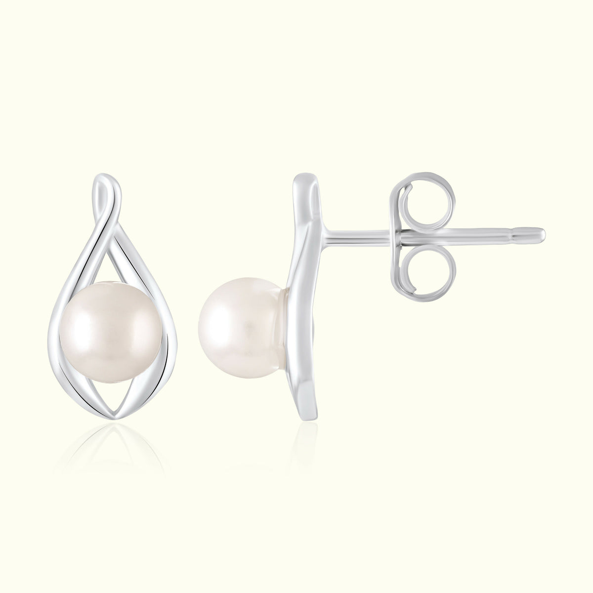 Silver Embrace Pearl Studs