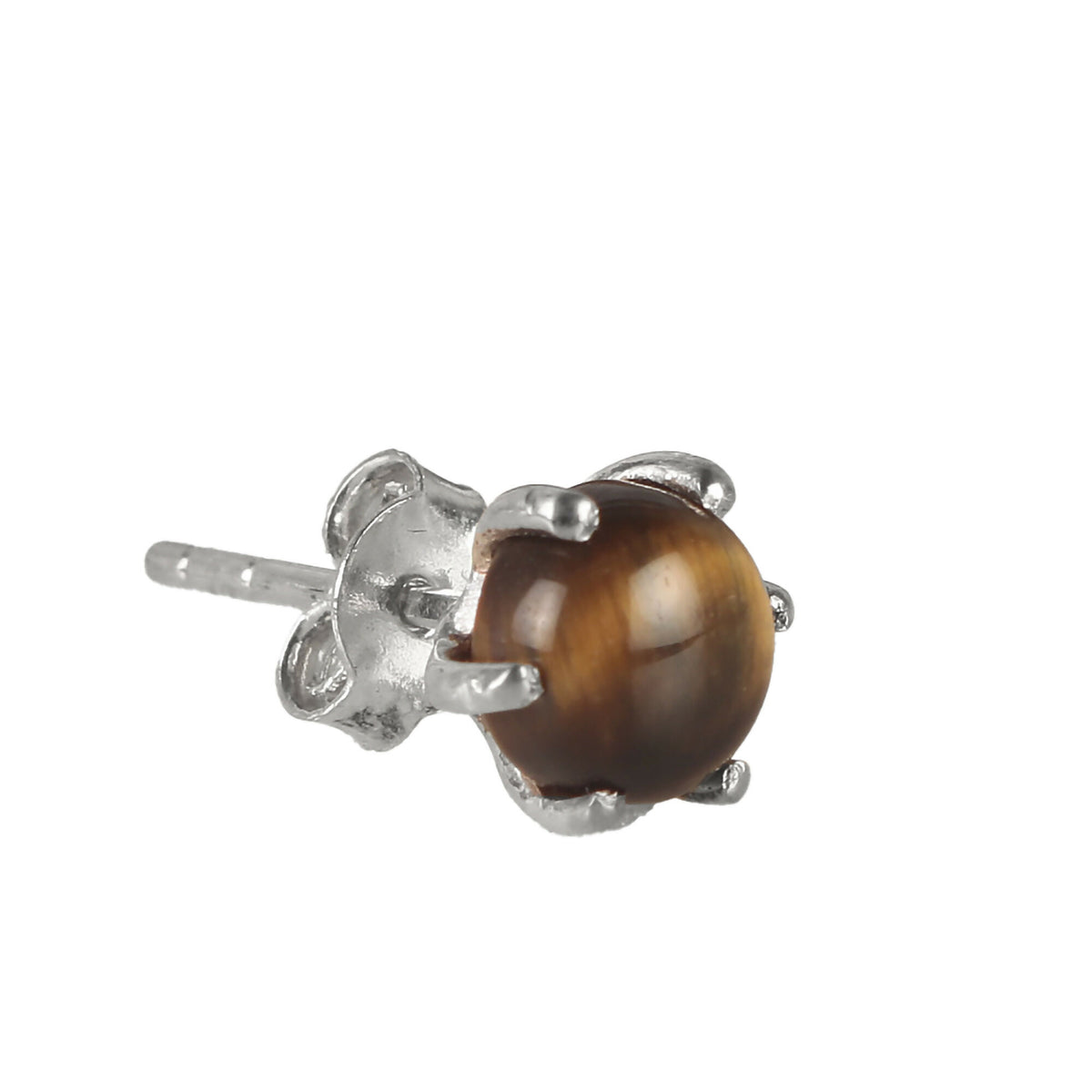925 Sterling Silver Tiger Eye Eartops for Women | Natural Brown Gemstone Stud Earrings | Elegant Daily Wear Jewelry