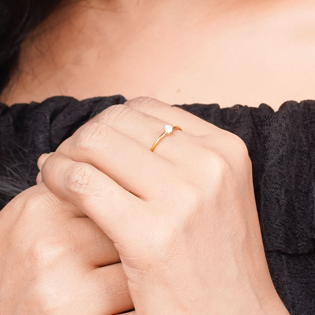 18K Gold Plated Dainty Dewdrop Micro-Band for Women | Anti Tarnish