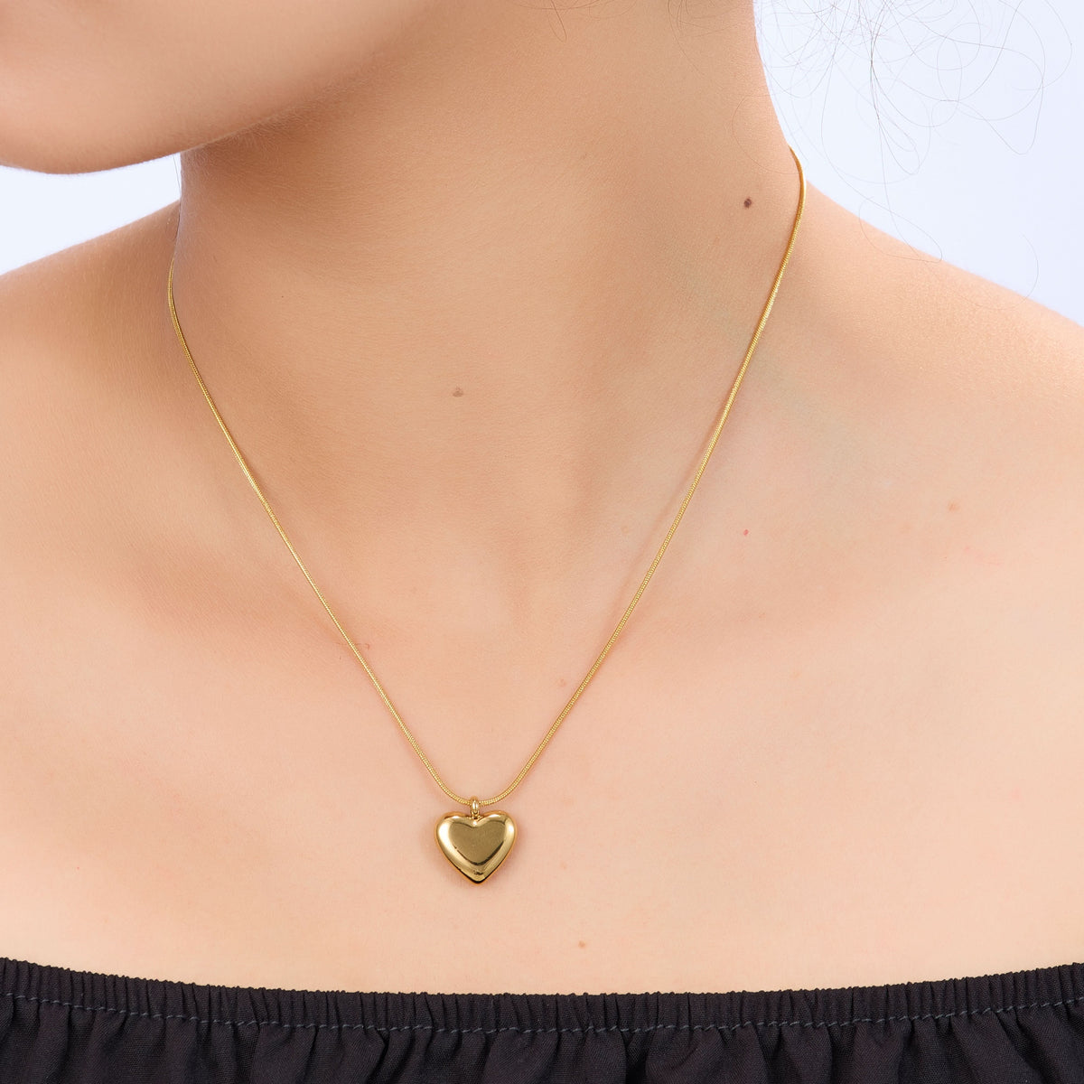 Dainty Heart Snake Chain Necklace