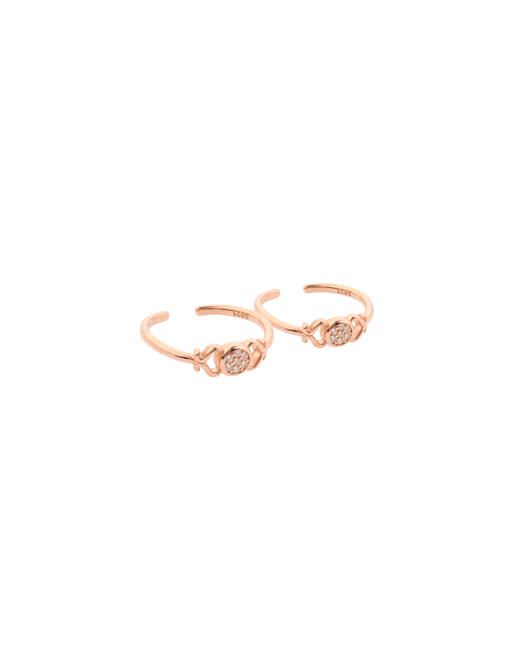 Designer Toe Rings with CZ Stones – Rose Gold Finish