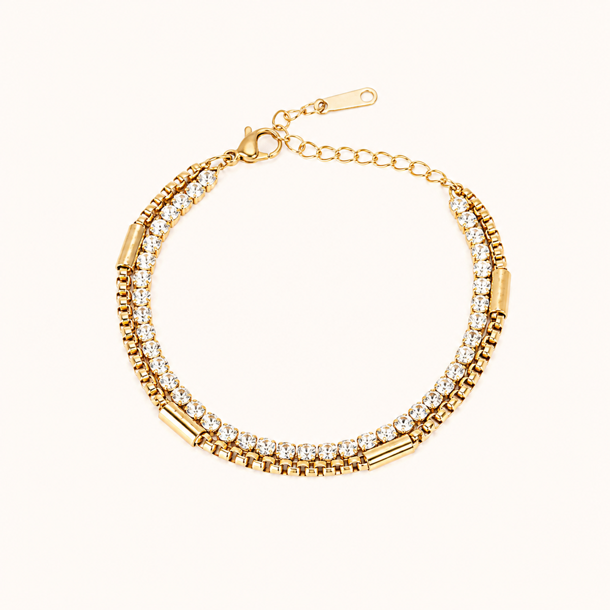 Diamond Double Chain Vintage Bracelet