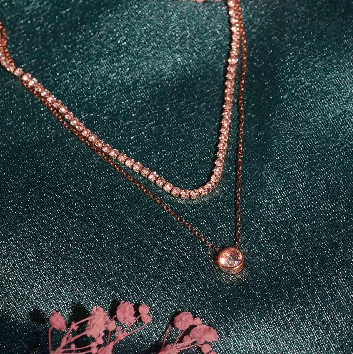 18K Gold Plated Sparkling Tennis & Heart Laye for Women | Anti Tarnish