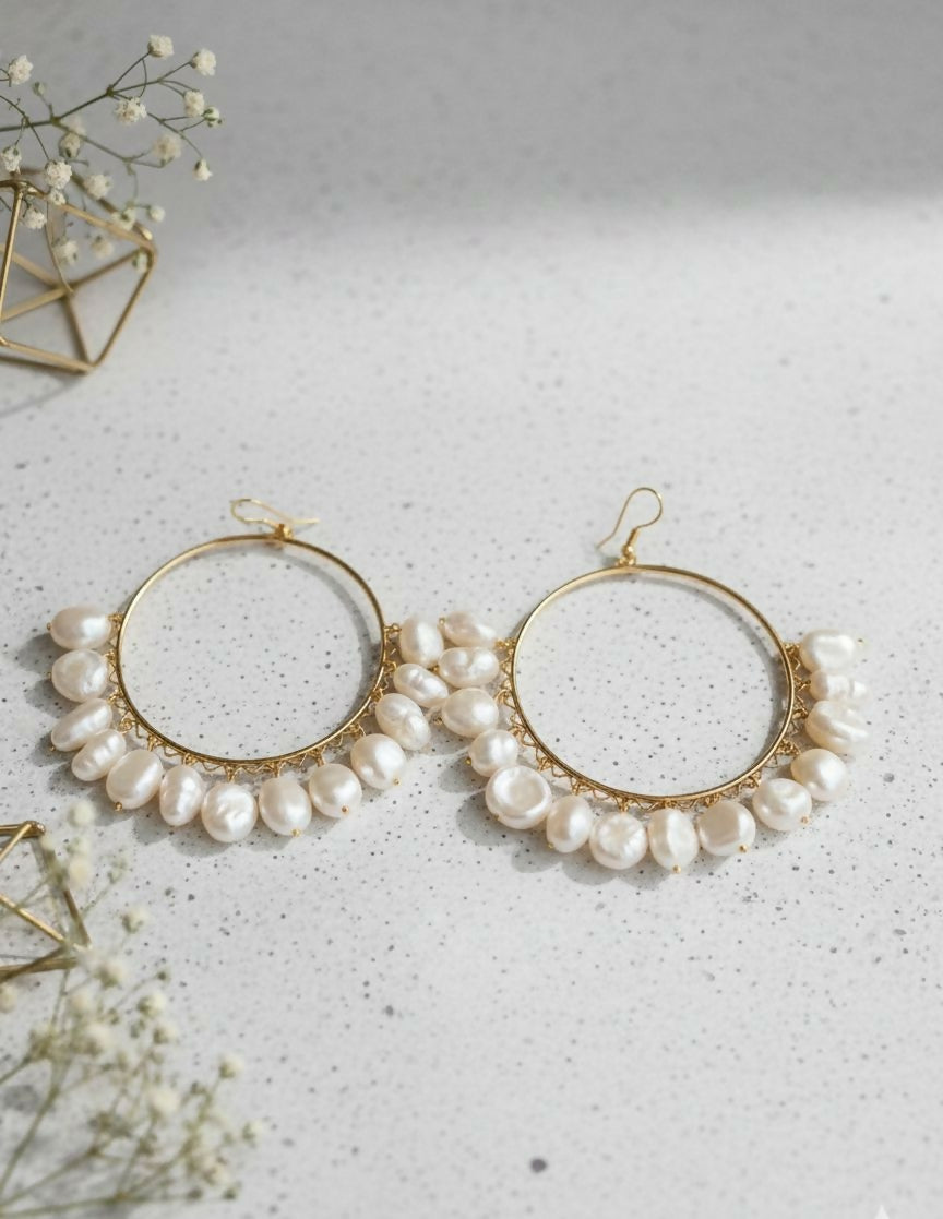 pearl chip hoops