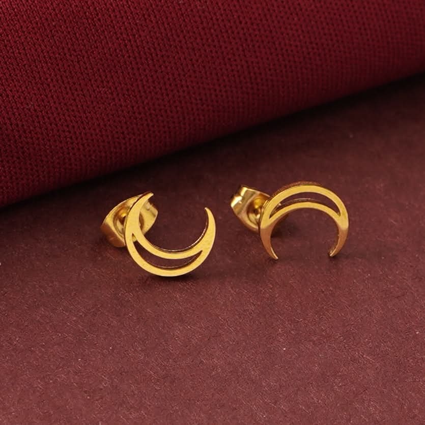 Double Crescent Moon Stud Earrings