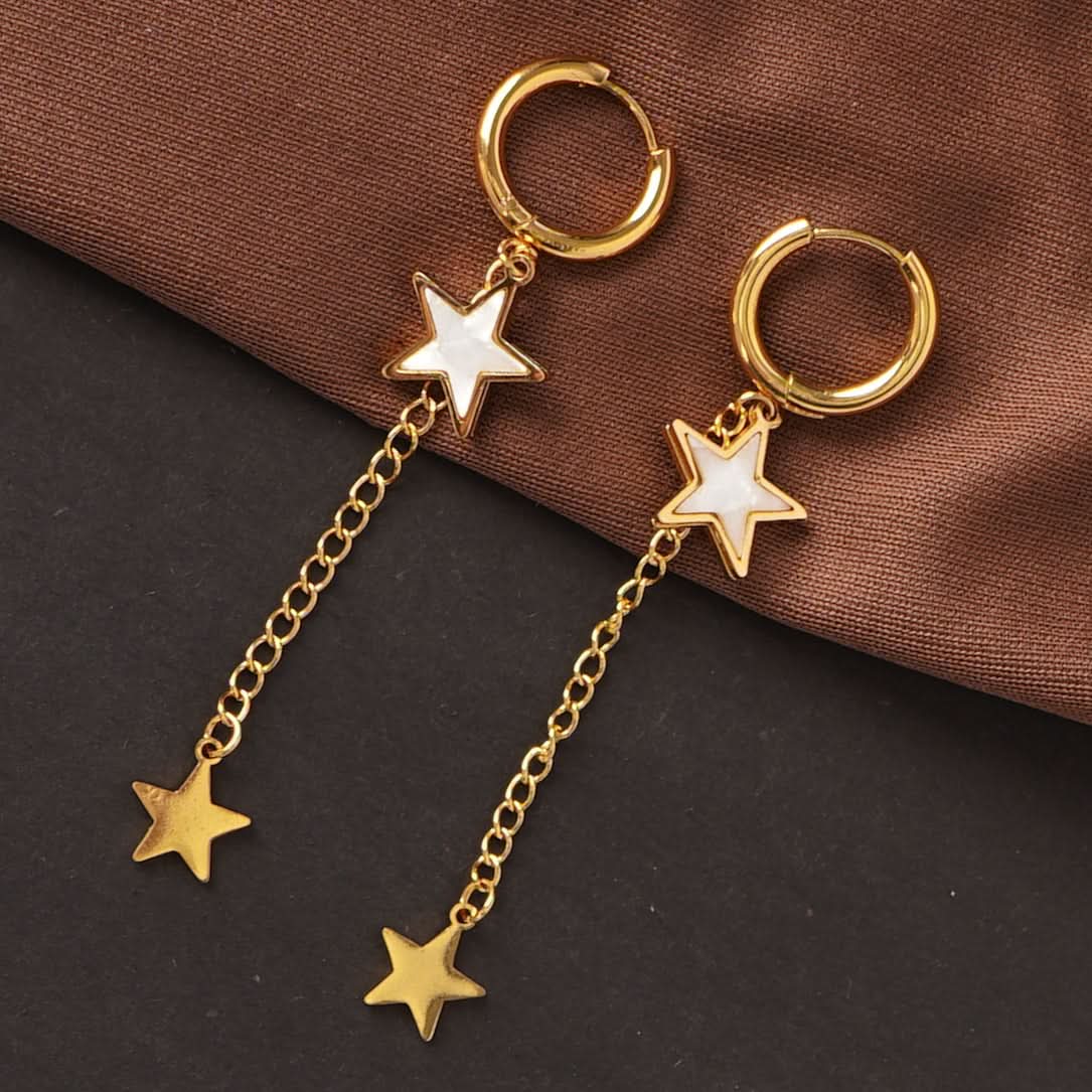 Double Star Chain Drop Earrings
