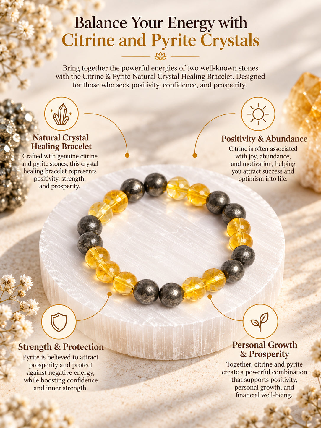 Natural Pyrite Citrine Bracelet
