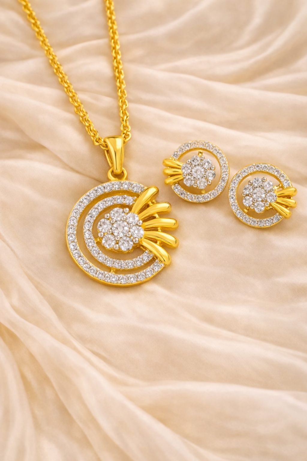 Gold Plated Cubic Zirconia Pendant Set