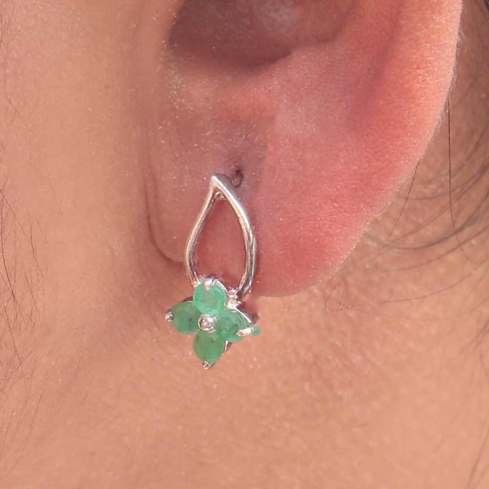 925 Sterling Silver Emerald Earrings for Women | Natural Green Gemstone Drop Earrings | Elegant Silver Jewelry Gift