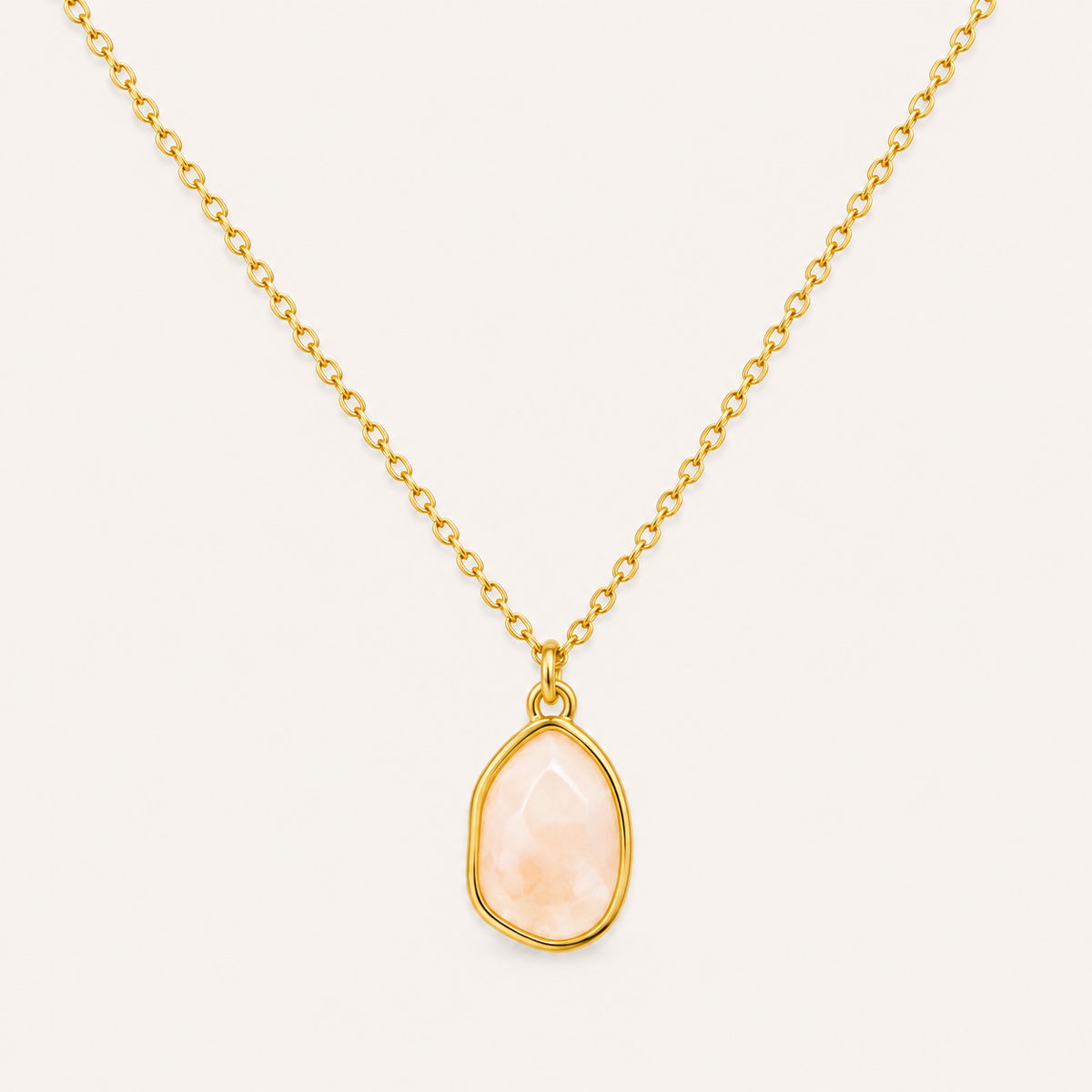 Earth Stone Geometry Necklace – geometric earth-tone stone pendant necklace in 18K gold plated finish for women