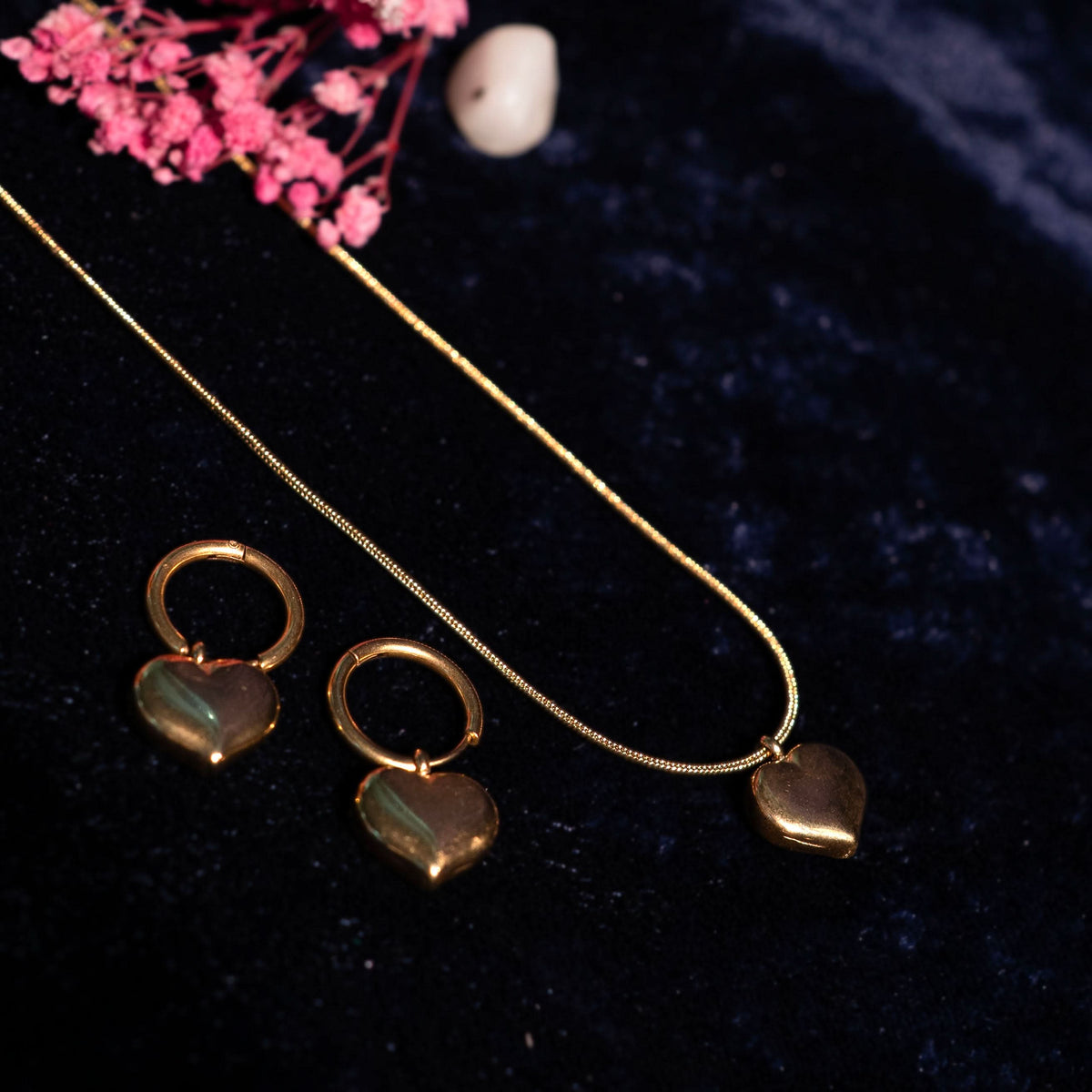 Edge Puffed Heart Jewellery Set